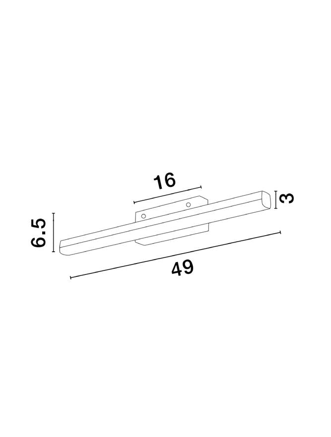 Aplica de interior WILLOW Black Aluminium & Acrylic LED 12W 3000K Dim: L. 49 X W. 7.5 X H. 6.5 cm IP44 Nova Luce