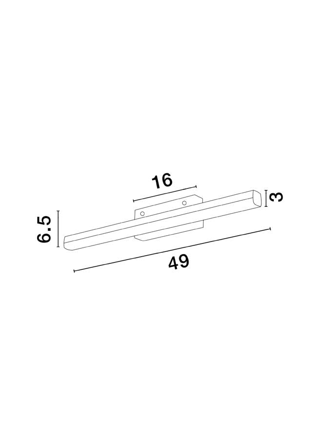 Aplica de interior WILLOW White Aluminium & Acrylic LED 12W 3000K Dim: L. 49 X W. 7.5 X H. 6.5 cm IP44 Nova Luce