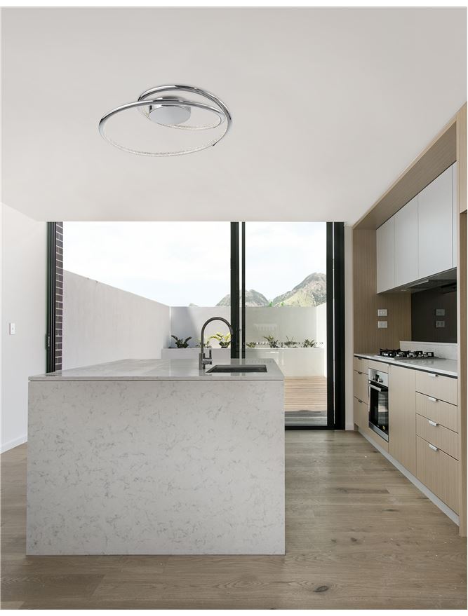 Plafoniera PLASENCIA Chrome Aluminium & Acrylic Led 27W 3000K Diam: 46.5 cm Nova Luce