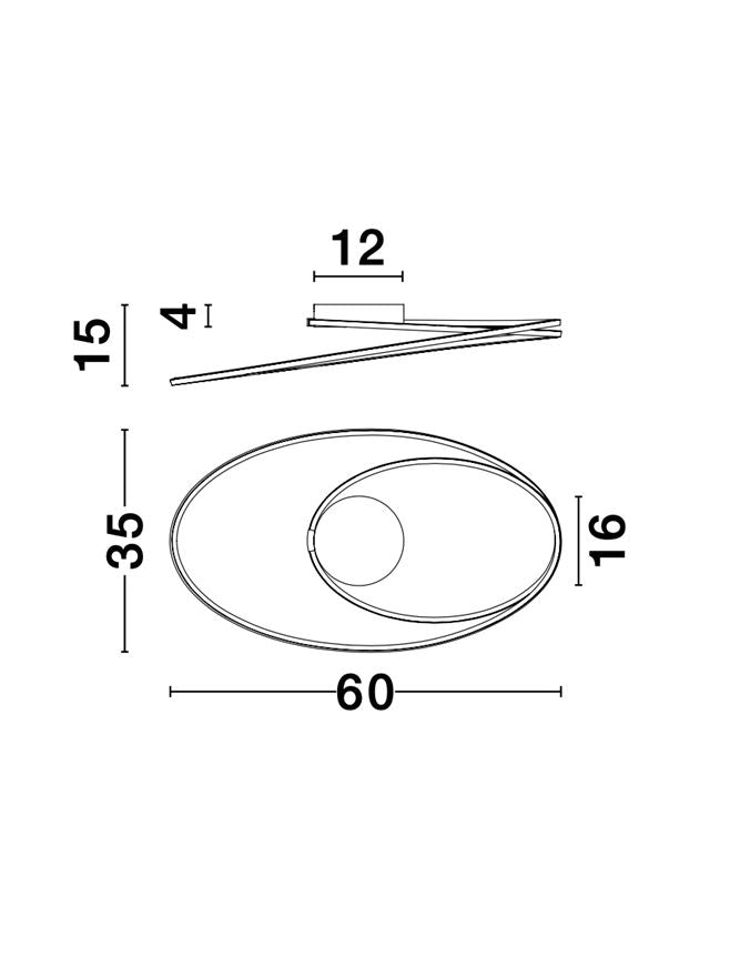 Plafoniera VIARREGIO White Aluminium & Acrylic 28W Dim: 60X35 cm Nova Luce