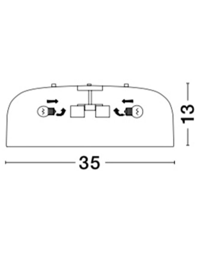 Plafoniera PERLETO Metal & Acrylic Diffuser Matt Black Outside Matt White Inside 2X10W Diam: 35 cm Nova Luce
