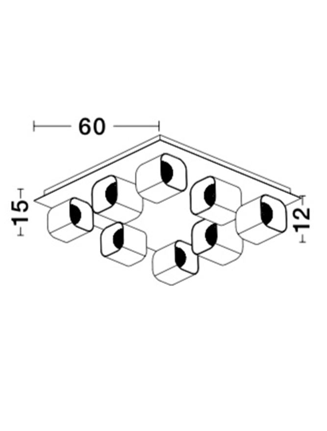 Plafoniera CECELIA Chrome Aluminium Clear Glass & Rose Gold Frame 8X33W G9 Dim: 60X54 cm  Nova Luce