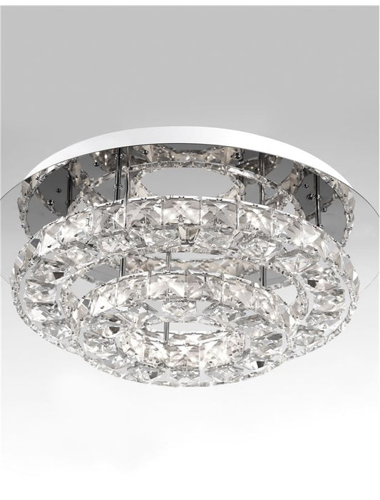 Plafoniera QUENTIN Chrome & White Aluminium K9 Crystal LED 28W 3000K Diam: 40 cm Nova Luce