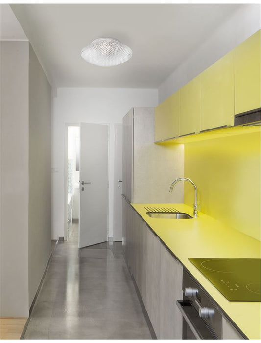 Plafoniera SENS Clear Glass White Metal 1X12W E27 Diam: 25 cm Nova Luce