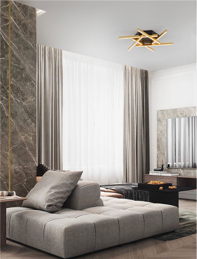 Plafoniera ANTAMA Triac Dimmable Sandy Black & Gold Steel & Aluminium LED 43W 3200K Dim: 60X60 cm Nova Luce