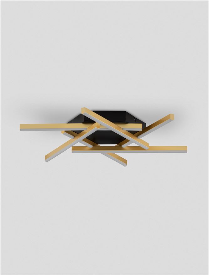 Plafoniera ANTAMA Triac Dimmable Sandy Black & Gold Steel & Aluminium LED 43W 3200K Dim: 60X60 cm Nova Luce