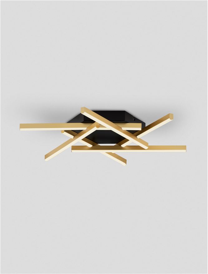 Plafoniera ANTAMA Triac Dimmable Sandy Black & Gold Steel & Aluminium LED 43W 3200K Dim: 60X60 cm Nova Luce