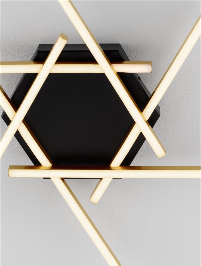Plafoniera ANTAMA Triac Dimmable Sandy Black & Gold Steel & Aluminium LED 43W 3200K Dim: 60X60 cm Nova Luce