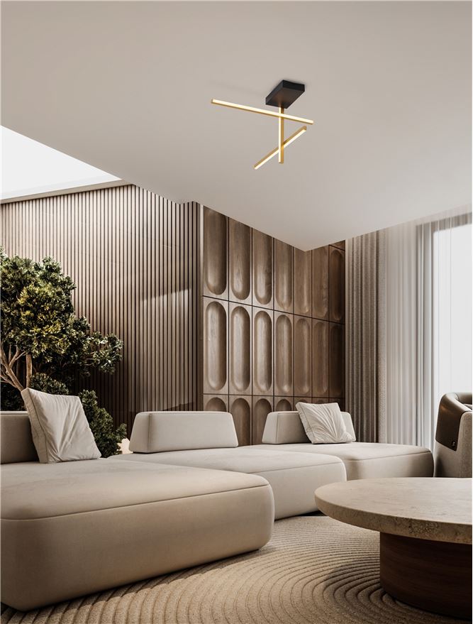 Plafoniera ANTAMA Triac Dimmable Sandy Black & Gold Steel & Aluminium LED 26W 3200K Dim: 51X51 cm Nova Luce