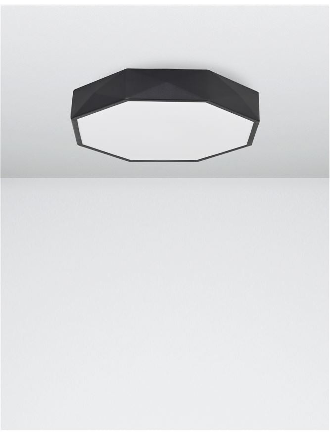 Plafoniera EBEN Sandy Black Aluminium Matt White Acrylic Diffuser Led 24W Diam: 40 cm Nova Luce