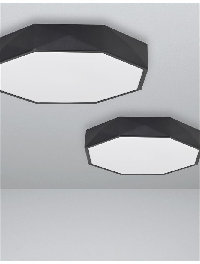 Plafoniera EBEN Sandy Black Aluminium Matt White Acrylic Diffuser Led 24W Diam: 40 cm Nova Luce