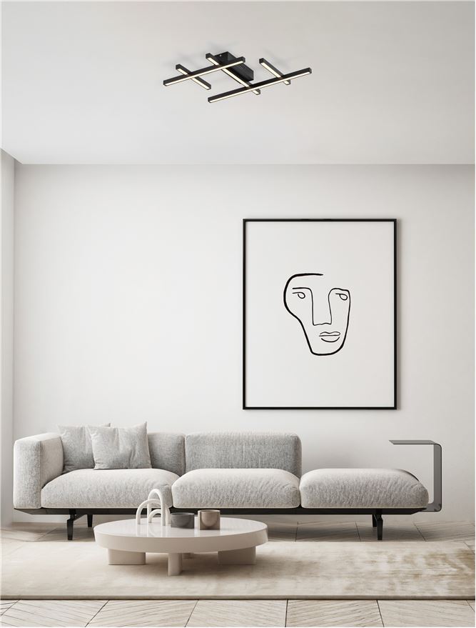 Plafoniera PACE Triac Dimmable Sandy Black Aluminium & Acrylic LED 42W 3000K Dim: 58X41 cm Nova Luce