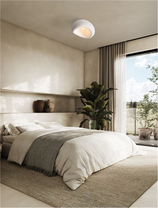 Plafoniera LEFKO Sandy White Polyurethane & Resin LED 1X12W E27 Dim: 50X40 cm Nova Luce