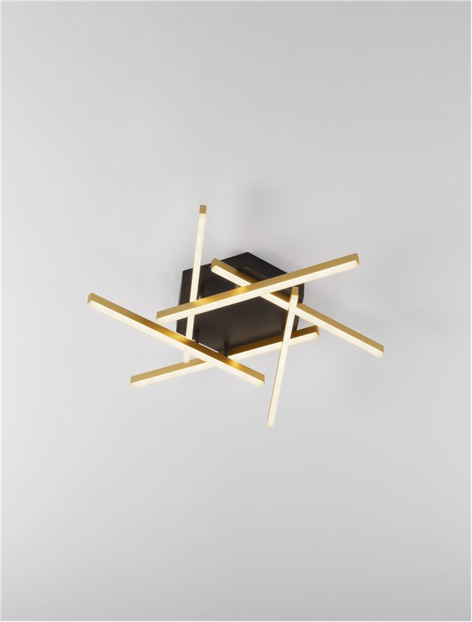 Plafoniera HYDE Brushed Gold & Black Aluminium & Acrylic LED 38W 3000K Diam: 65 cm  Nova Luce