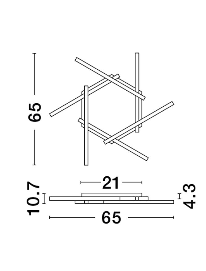 Plafoniera HYDE Brushed Gold & Black Aluminium & Acrylic LED 38W 3000K Diam: 65 cm  Nova Luce