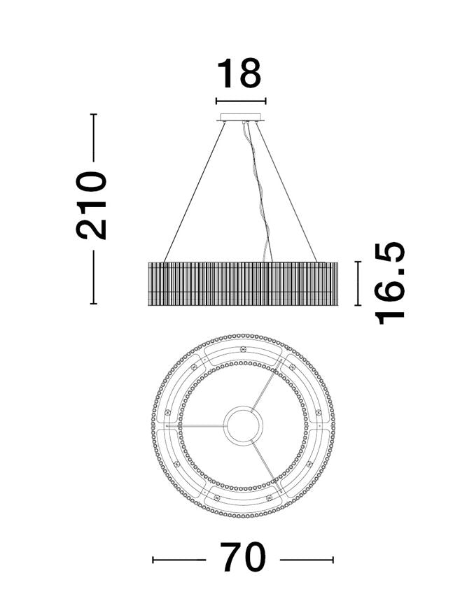 Lampa suspendata BAROK Matt Black Metal D70 NOVA LUCE