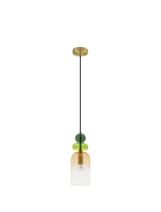 Lampa suspendata MURANO Glossy Light & Dark Green & Orange Glass NOVA LUCE