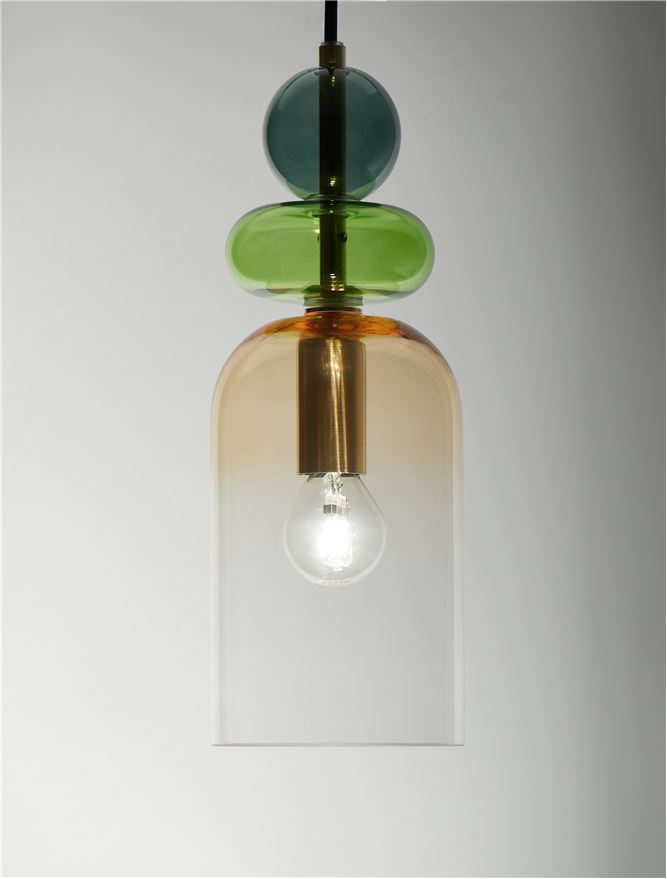 Lampa suspendata MURANO Glossy Light & Dark Green & Orange Glass NOVA LUCE