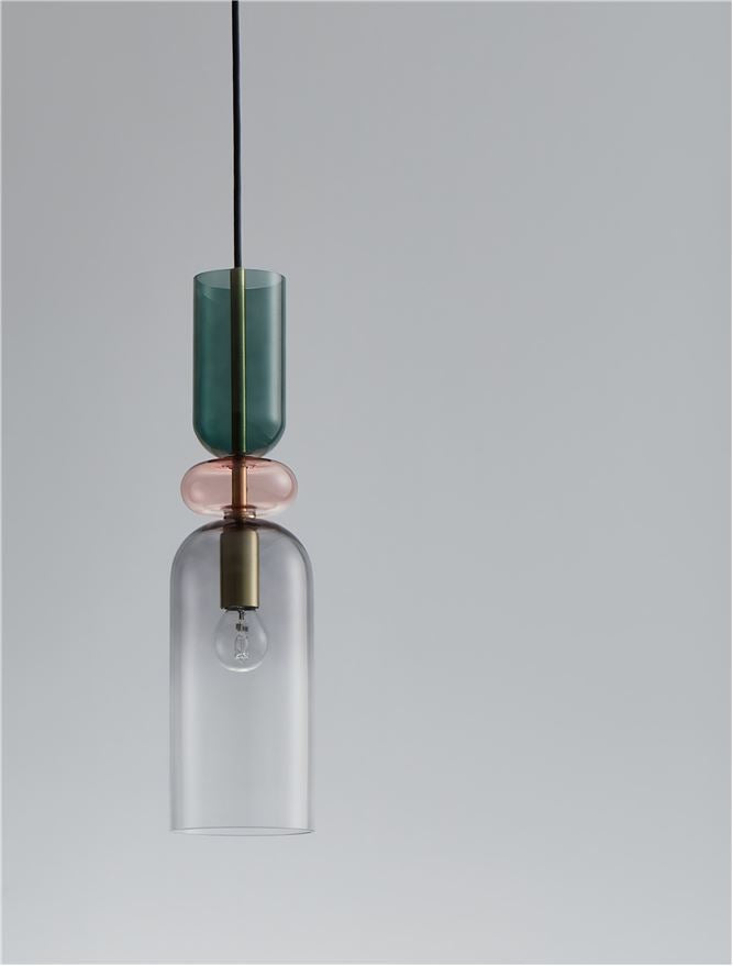 Lampa suspendata MURANO Dark Green Pink & Light Grey Glass NOVA LUCE