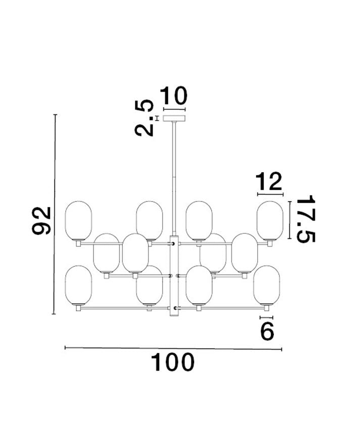 Lampa suspendata BALOR G9 12x5W Brass Gold Metal Gradient White Glass NOVA LUCE
