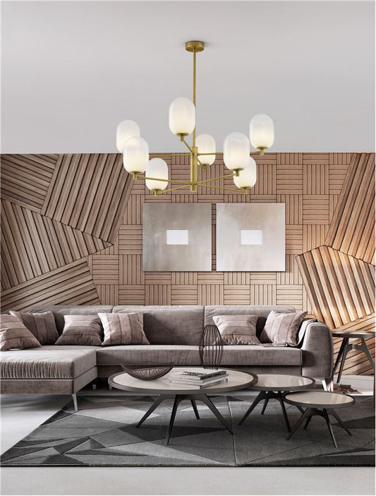 Lampa suspendata BALOR G9 8x5W Brass Gold Metal Gradient White Glass NOVA LUCE