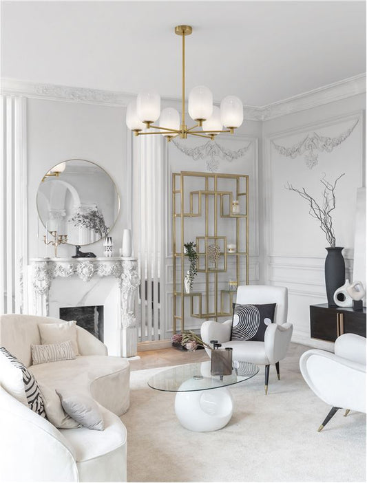 Lampa suspendata BALOR G9 6x5W Brass Gold Metal Gradient White Glass NOVA LUCE