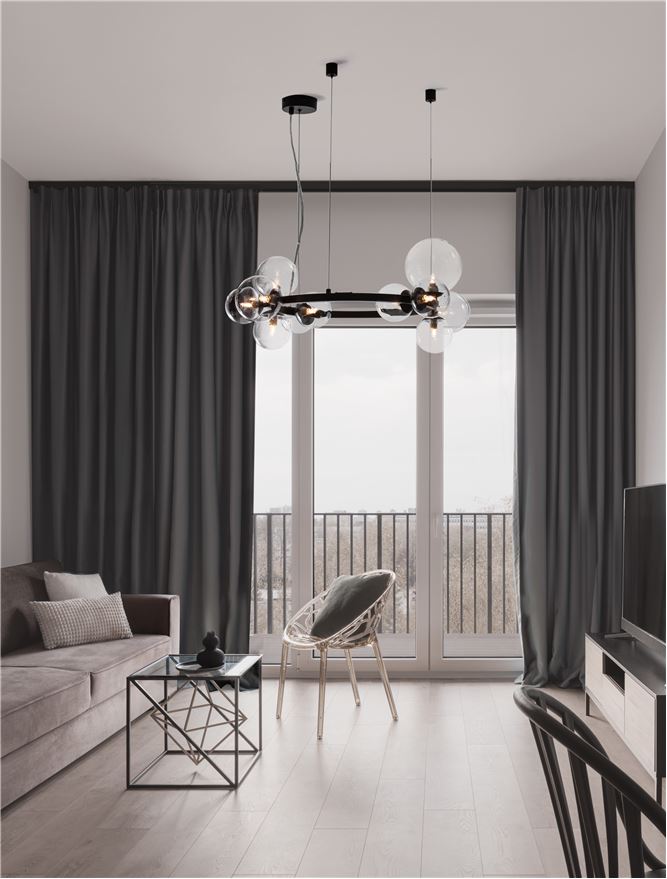Lampa suspendata ODILLIA Glass & Matt Black 11 NOVA LUCE
