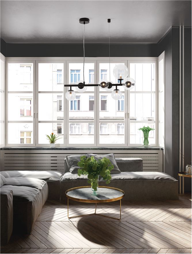 Lampa suspendata ODILLIA Glass & Matt Black 7 NOVA LUCE