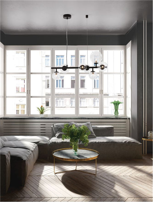 Lampa suspendata ODILLIA Glass & Matt Black 7 NOVA LUCE
