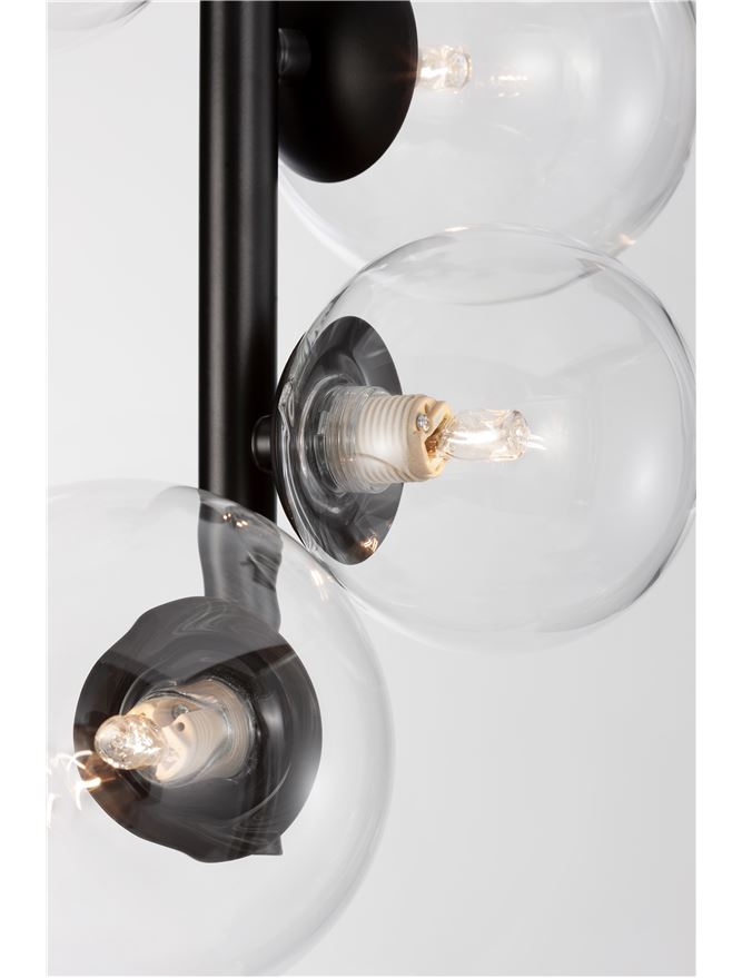 Lampa suspendata ODILLIA Glass & Matt Black 6 NOVA LUCE