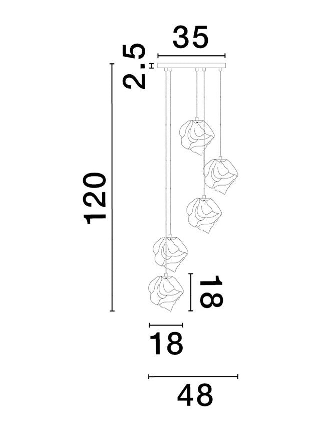 Lampa suspendata ODELLE 5 NOVA LUCE