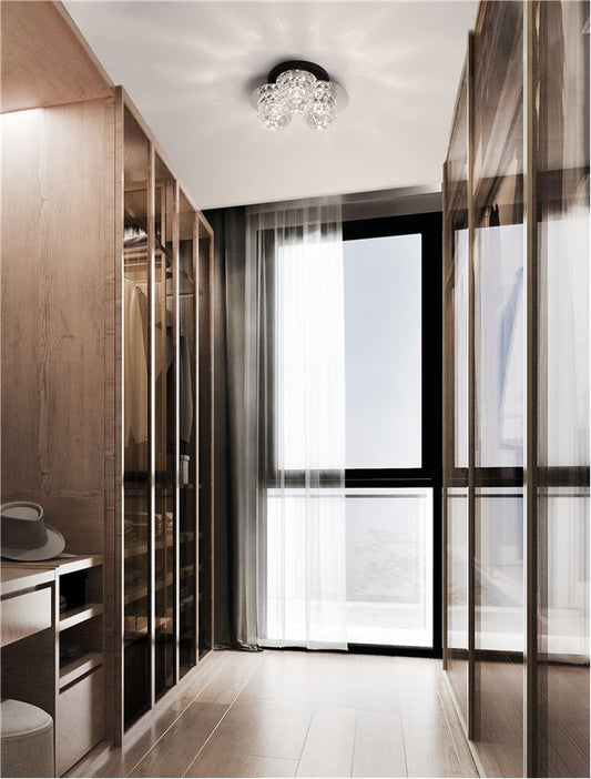 Plafoniera LAWAN Chrome & Matt Black Metal Structured Glass LED 3X5W E14  Dim: 36x36 cm  Nova Luce