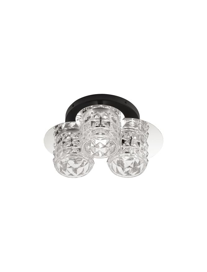Plafoniera LAWAN Chrome & Matt Black Metal Structured Glass LED 3X5W E14  Dim: 36x36 cm  Nova Luce