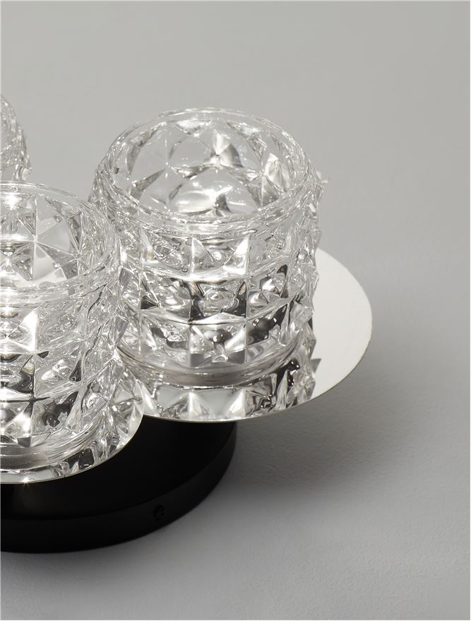 Plafoniera LAWAN Chrome & Matt Black Metal Structured Glass LED 3X5W E14  Dim: 36x36 cm  Nova Luce