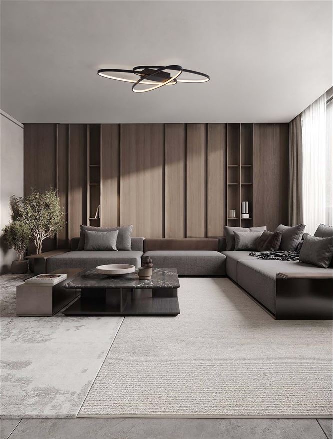 Plafoniera IPON Triac Dimmable Matt Black Aluminium, Steel & Silicone LED 47W 3000K Dim: 85X62 cm Nova Luce