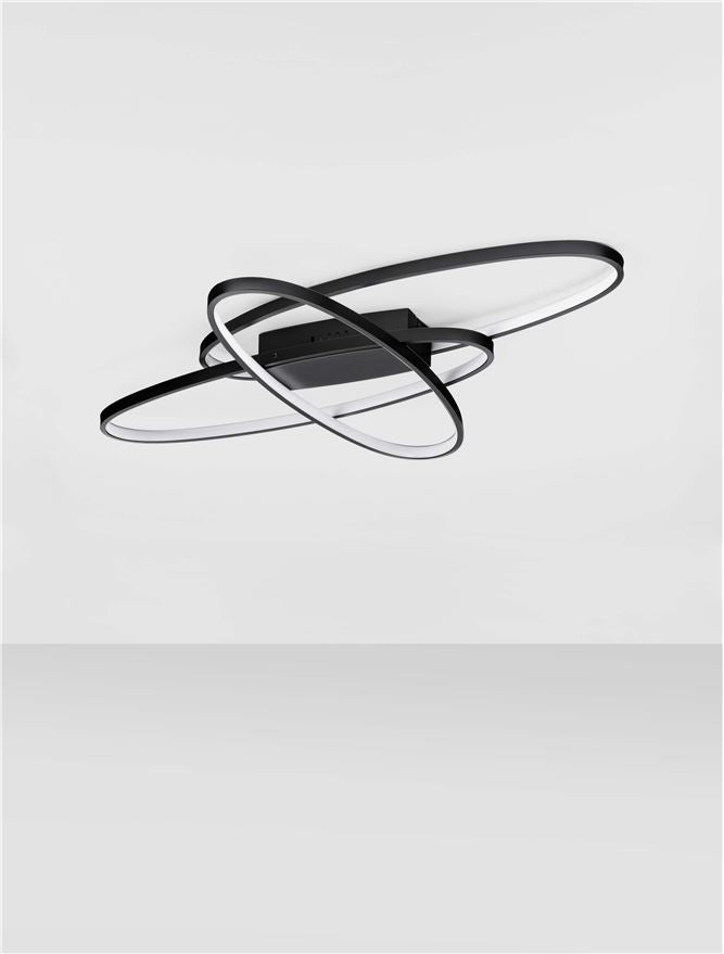 Plafoniera IPON Triac Dimmable Matt Black Aluminium, Steel & Silicone LED 47W 3000K Dim: 85X62 cm Nova Luce