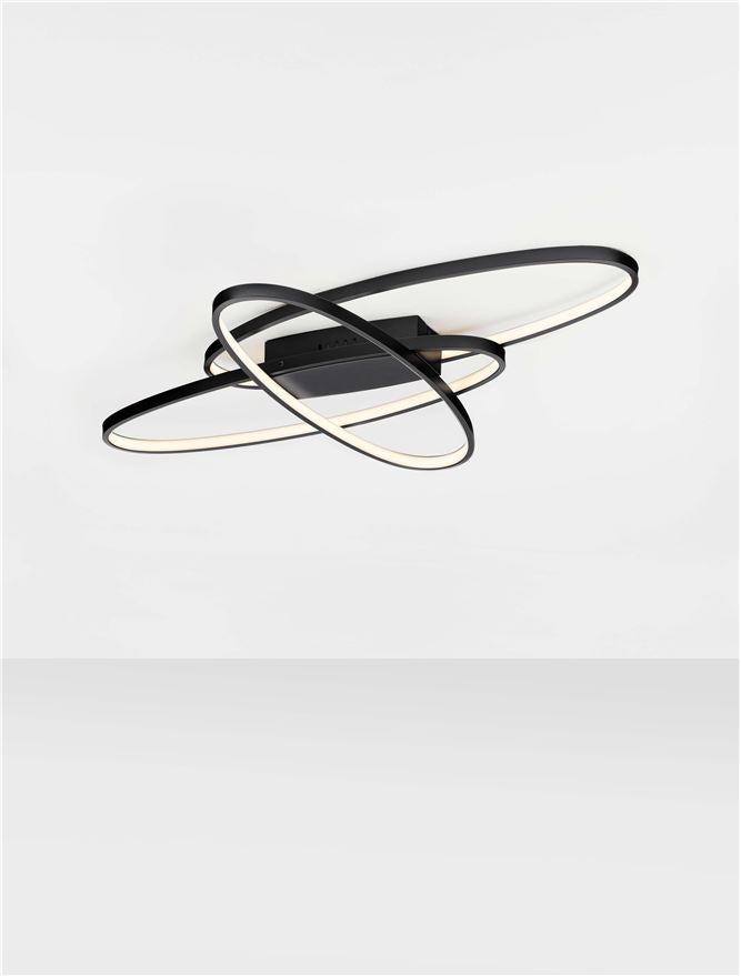 Plafoniera IPON Triac Dimmable Matt Black Aluminium, Steel & Silicone LED 47W 3000K Dim: 85X62 cm Nova Luce