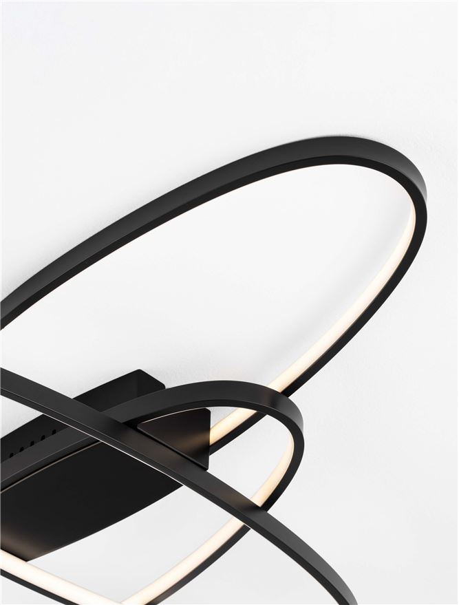 Plafoniera IPON Triac Dimmable Matt Black Aluminium, Steel & Silicone LED 47W 3000K Dim: 85X62 cm Nova Luce