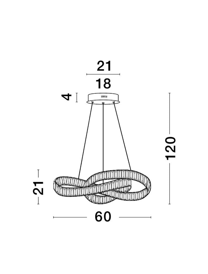 Lampa suspendata CONCETO Chrome Metal & Crystal 4075.27Lm NOVA LUCE