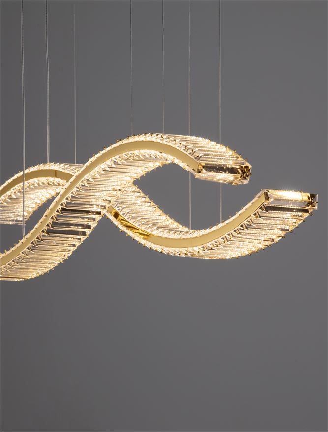 Lampa suspendata AURELIA Gold Metal & Crystal L120 NOVA LUCE