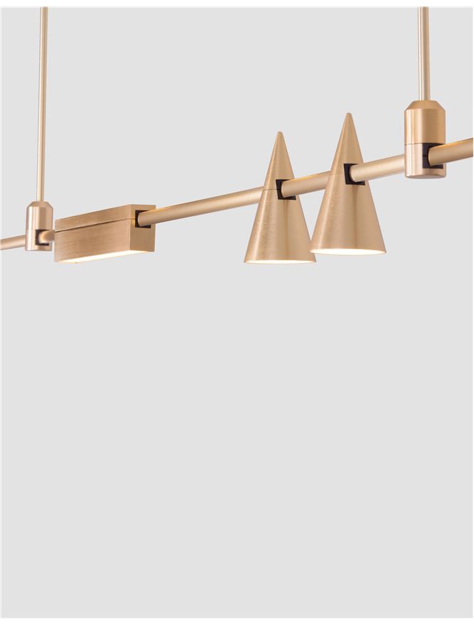 Structura sina magnetica suspendata GRAMMI 4 complet echipata ca in fotografie Satin Gold IP20 Nova Luce