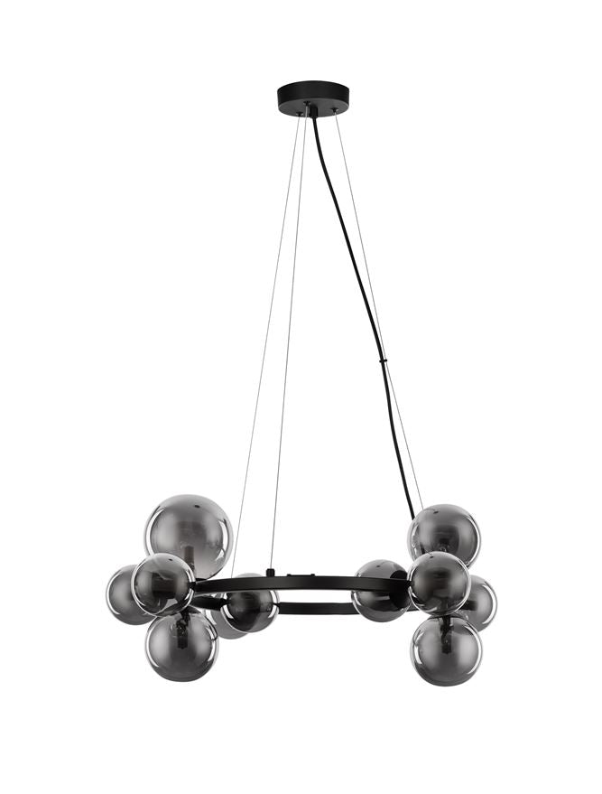 Lampa suspendata ODILLIA Smoky Grey Glass & Matt Black 11 NOVA LUCE