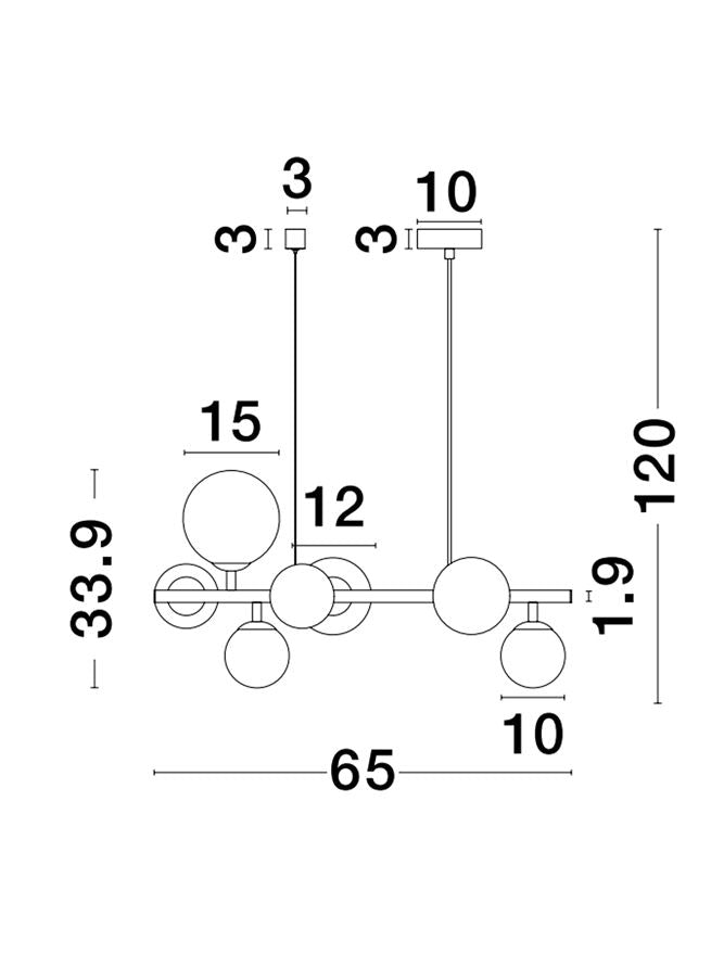 Lampa suspendata ODILLIA Smoky Glass & Matt Black 7 NOVA LUCE