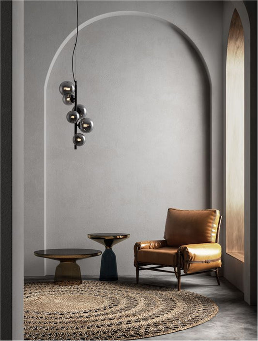 Lampa suspendata ODILLIA Smoky Grey Glass & Matt Black 6 NOVA LUCE