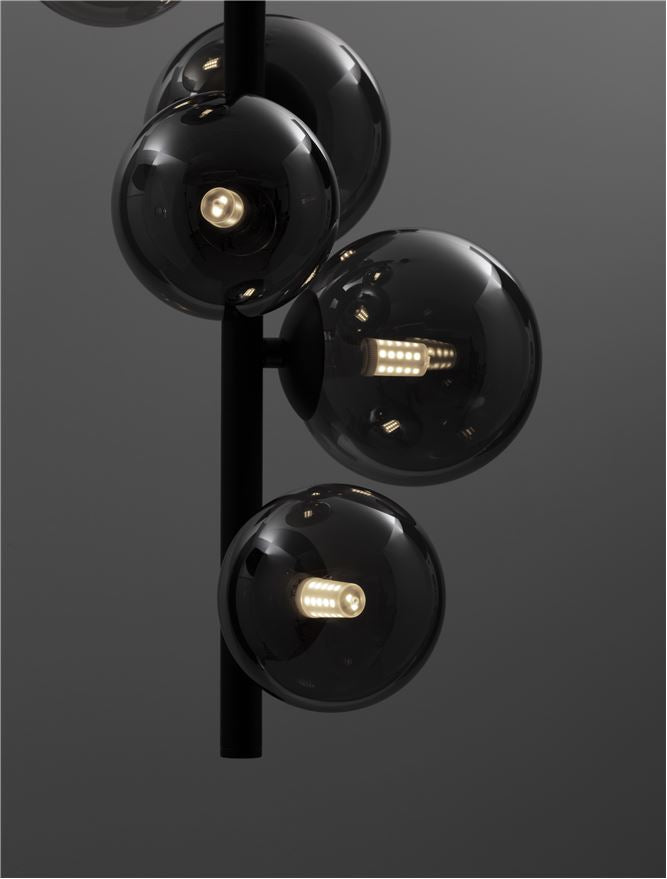 Lampa suspendata ODILLIA Smoky Grey Glass & Matt Black 6 NOVA LUCE