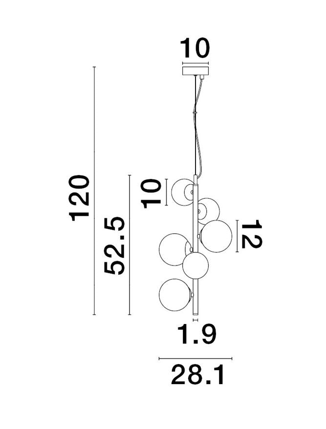 Lampa suspendata ODILLIA Smoky Grey Glass & Matt Black 6 NOVA LUCE