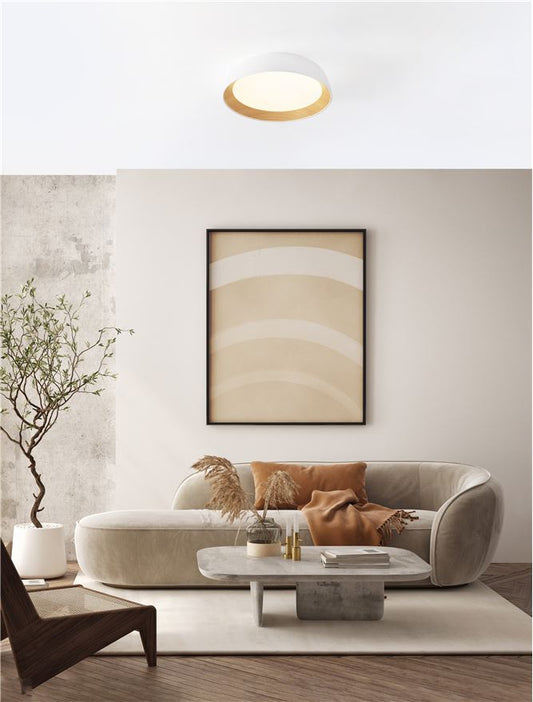 Plafoniera SIGI Sandy White & Wood colour Aluminium, Metal & Acrylic LED 39W 3000K Diam: 45 cm  Nova Luce