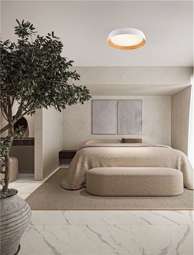 Plafoniera SIGI Sandy White & Wood colour Aluminium, Metal & Acrylic LED 50W 3000K Diam: 60 cm  Nova Luce