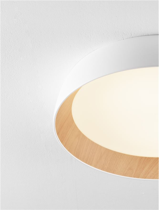 Plafoniera SIGI Sandy White & Wood colour Aluminium, Metal & Acrylic LED 50W 3000K Diam: 60 cm  Nova Luce
