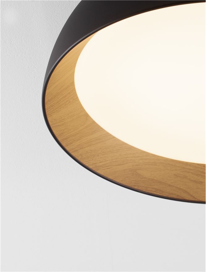 Plafoniera SIGI Sandy Black & Wood colour Aluminium, Metal & Acrylic LED 50W 3000K Diam: 60 cm  Nova Luce